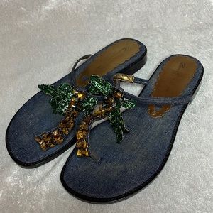 Beverly Feldman Palm Tree Thong Sandals